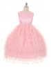 A-line Tulle Ankle Length Ruffle Flower Girl Dress With Beaded Sash